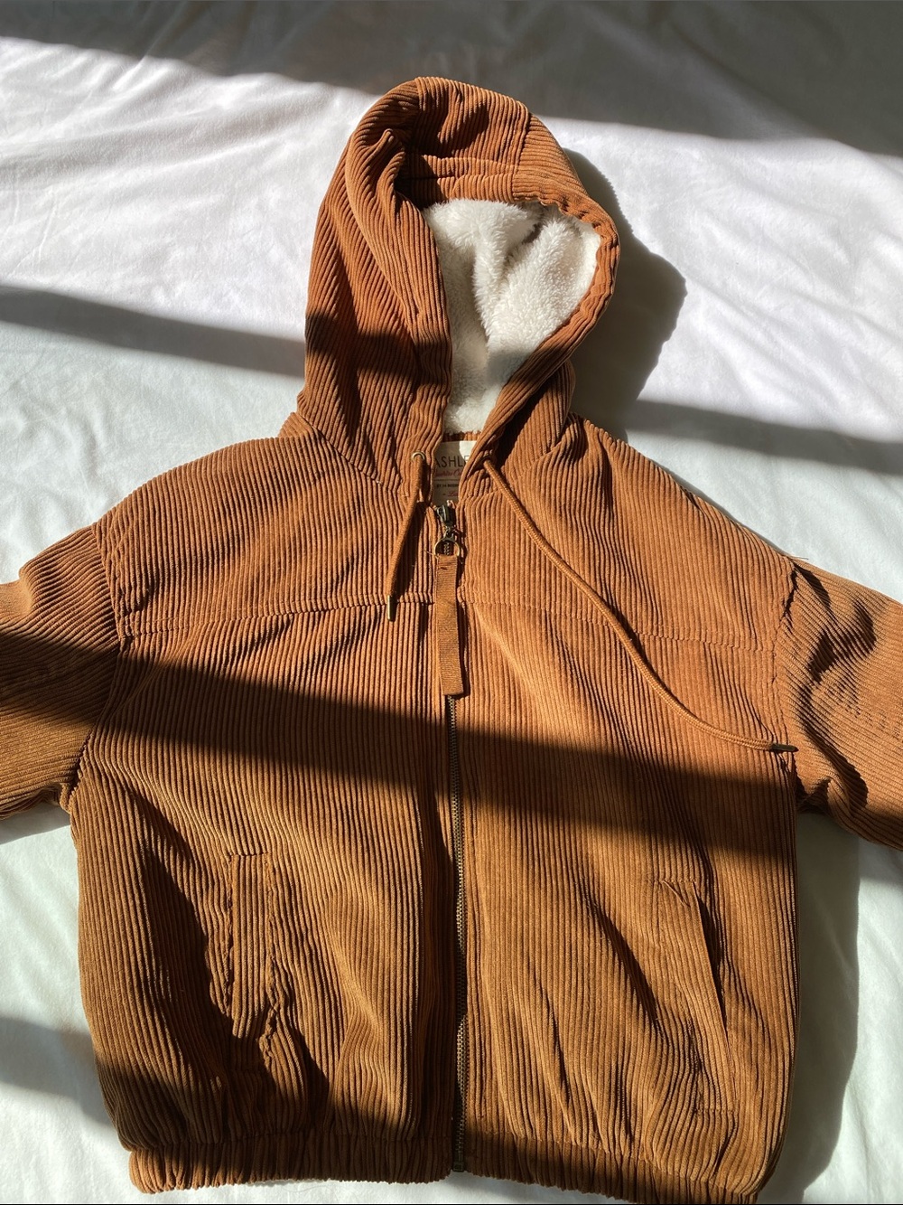 Corduroy Hooded Jacket in Warm Brown